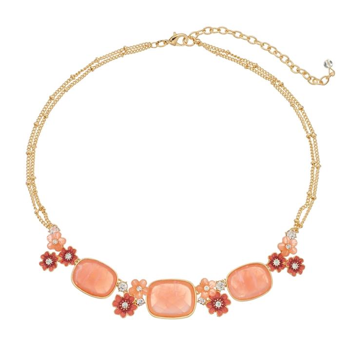 Napier Pink Flower Collar Necklace, Women's, Med Pink