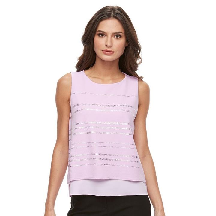 Petite Apt. 9&reg; Foil Mock-layer Top, Women's, Size: Xl Petite, Lt Purple