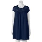 Juniors' Lily Rose Lace Yoke Swing Dress, Girl's, Size: Large, Blue (navy)