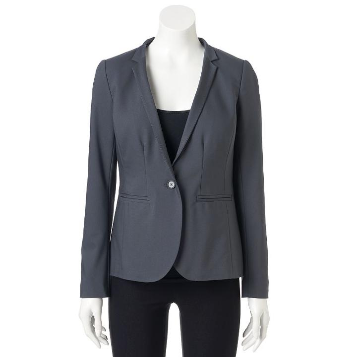 Women's Apt. 9&reg; Tori Notch Collar Blazer, Size: 10, Grey (charcoal)