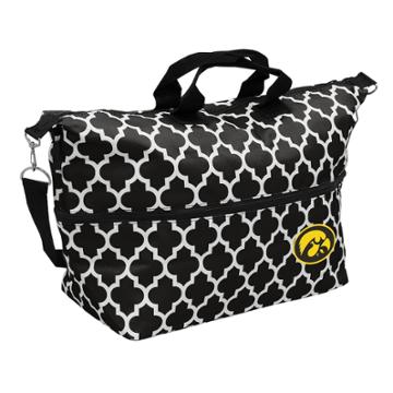 Logo Brand Iowa Hawkeyes Quatrefoil Expandable Tote, Women's, Black