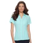 Women's Dana Buchman Release-pleat Blouse, Size: Medium, Med Blue