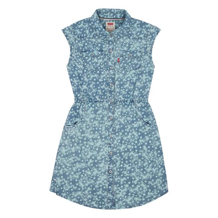 Girls 7-16 Levi's Short Sleeve Woven Denim Dress, Girl's, Size: Small, Light Blue
