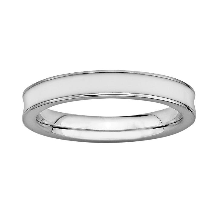 Stacks And Stones Sterling Silver White Enamel Stack Ring, Women's, Size: 10