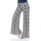 Women's White Mark Print Palazzo Pants, Size: Medium, Black