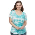 Juniors' Plus Size Mudd&reg; Roadtrip Scoopneck Tee, Teens, Size: 3xl, Med Blue