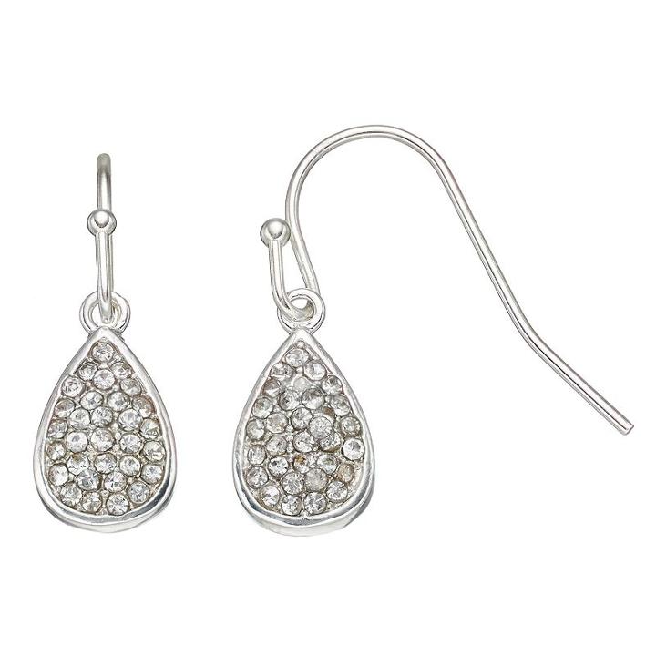Lc Lauren Conrad Nickel Free Pave Teardrop Earrings, Women's, Silver