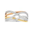 Tri-tone 14k Gold 1/4 Carat T.w. Diamond Woven Ring, Women's, Size: 9, White