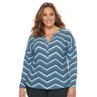 Plus Size Dana Buchman Splitneck Crepe Top, Women's, Size: 3xl, Med Blue