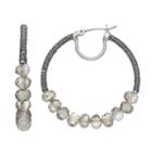 Simply Vera Vera Wang Nickel Free Beaded Hoop Earrings, Women's, Silver