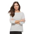 Women's Croft & Barrow&reg; Ribbed Striped Top, Size: Xs, Grey