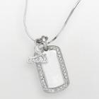 Logoart St. Louis Cardinals Sterling Silver Cubic Zirconia Logo Dog Tag Pendant, Women's, Size: 18, White