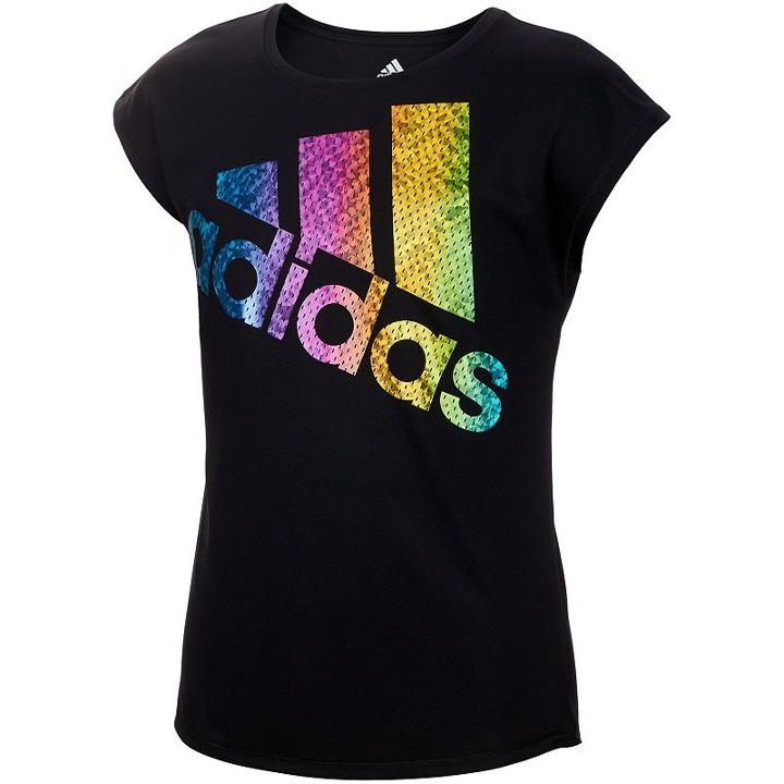 Girls 7-16 Adidas Short Sleeve Shine Graphic Tee, Size: Medium, Black