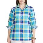 Plus Size Chaps Striped No-iron Broadcloth Shirt, Women's, Size: 3xl, Blue