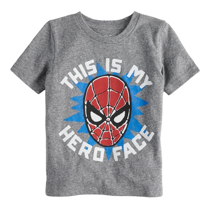 Toddler Boy Jumping Beans&reg; Marvel Spider-man This Is My Hero Face Graphic Tee, Size: 4t, Grey