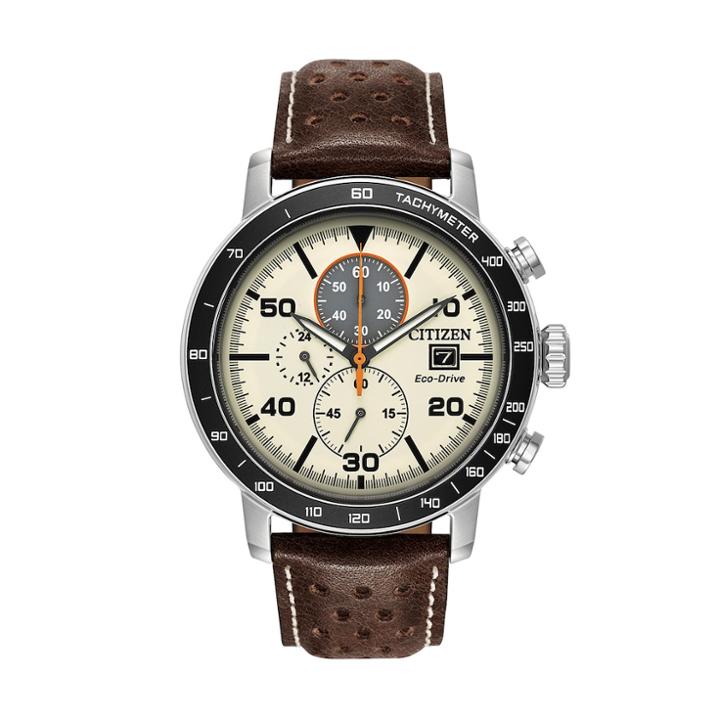 Citizen Eco-drive Men's Brycen Leather Chronograph Watch - Ca0649-06x, Size: Large, Brown