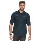 Men's Rock & Republic Zipper-pocket Button-down Shirt, Size: Large, Med Blue