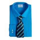 Big & Tall Croft & Barrow&reg; Regular-fit Stretch-collar Dress Shirt And Patterned Tie Boxed Set, Men's, Size: 17 36/7t, Blue
