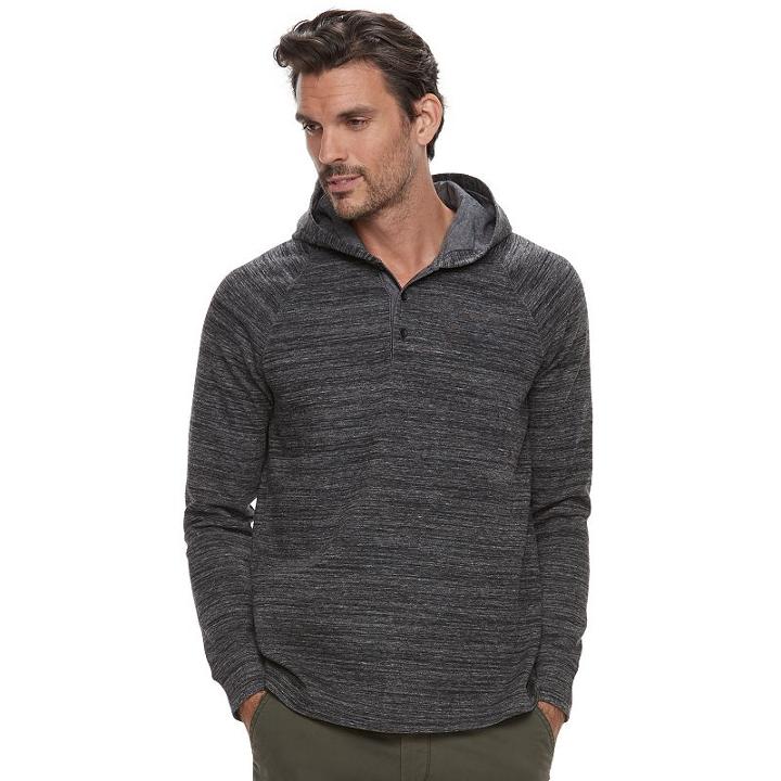Men's Marc Anthony Slim-fit Texture-striped Henley Hoodie, Size: Xl, Oxford