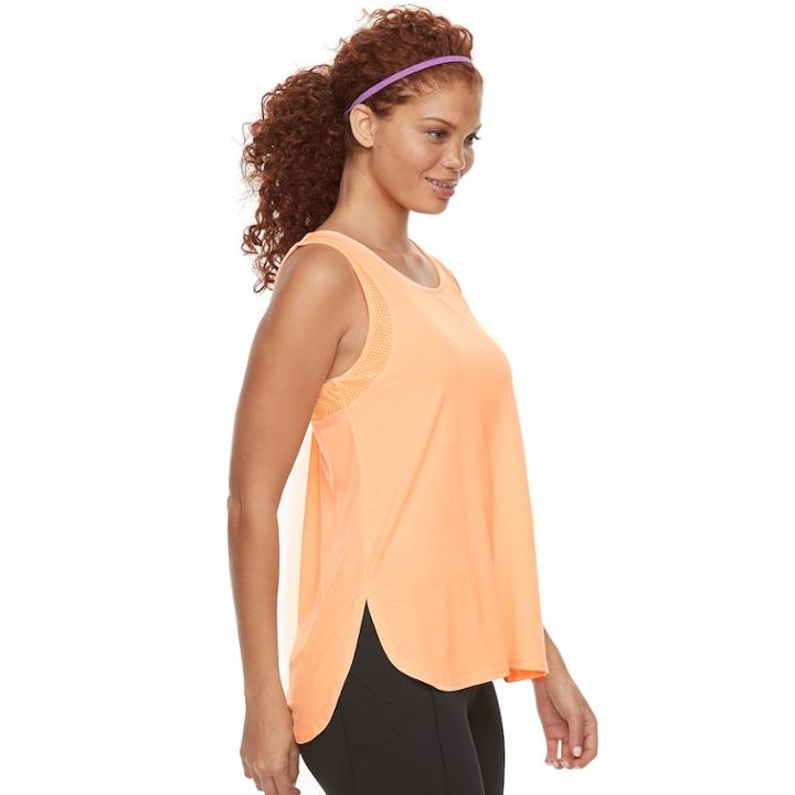 Women's Tek Gear&reg; Side Slit Mesh Tank, Size: Xl, Brt Orange