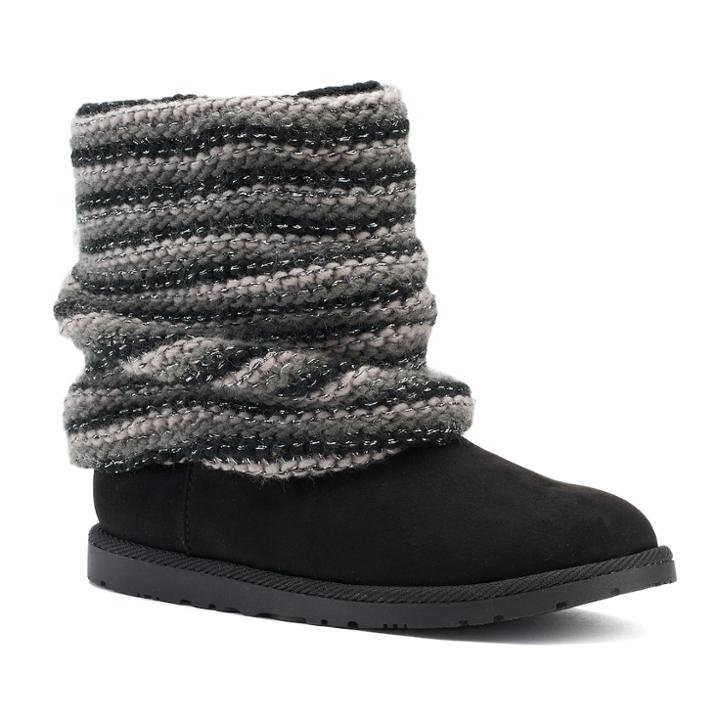 So&reg; Liana Girls' Sweater Boots, Size: 1, Black