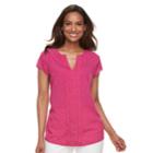 Women's Croft & Barrow&reg; Print Pleated Top, Size: Xs, Med Pink