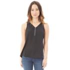Juniors' Iz Byer Zipper Tank, Teens, Size: Large, Black