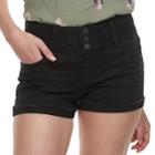 Juniors' Vanilla Star Triplestack High-waisted Denim Shortie Shorts, Teens, Size: 5, Black