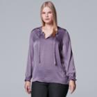 Plus Size Simply Vera Vera Wang Textured Satin Top, Women's, Size: 3xl, Med Purple