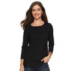 Women's Croft & Barrow&reg; Lace Hem Top, Size: Medium, Black