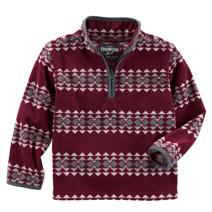 Boys 4-12 Oshkosh B'gosh&reg; Tribal 1/4 Zip Pullover Fleece Top, Size: 5, Red (burgundy)