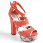 Journee Collection Floral Women's Peep-toe Platform High Heels, Girl's, Size: Medium (8.5), Orange