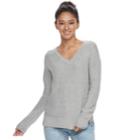 Juniors' So&reg; Raglan V-neck Sweater, Teens, Size: Xs, Med Grey