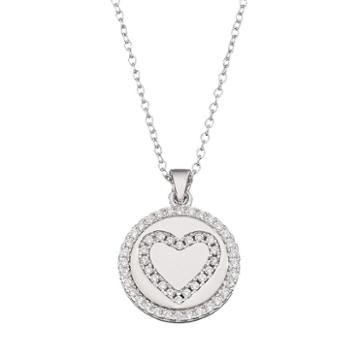 Qnotes Cubic Zirconia Sterling Silver Heart Pendant Necklace, Women's, Size: 18, White