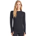Women's Cuddl Duds Wool Thermal Top, Size: Xlrg Av/rg, Black