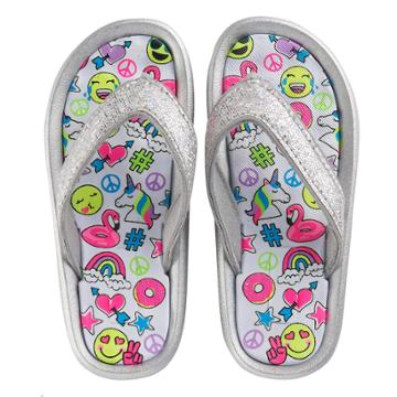 Girls 4-16 Elli By Capelli Emoji Print Sport Slides, Size: 3/4, Grey