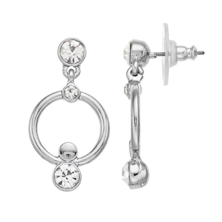 Simply Vera Vera Wang Simulated Crystal Hoop Drop Earrings, Women's, Silver