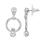 Simply Vera Vera Wang Simulated Crystal Hoop Drop Earrings, Women's, Silver