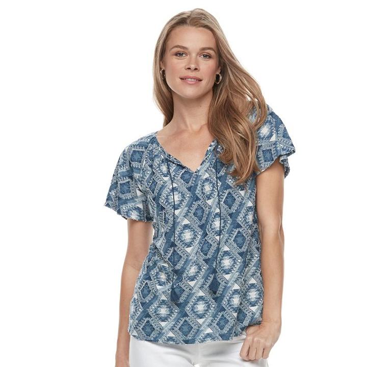 Women's Dana Buchman Diamond Print Tee, Size: Large, Purple
