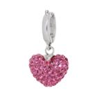 Individuality Beads Sterling Silver Pink Crystal Heart Charm, Women's