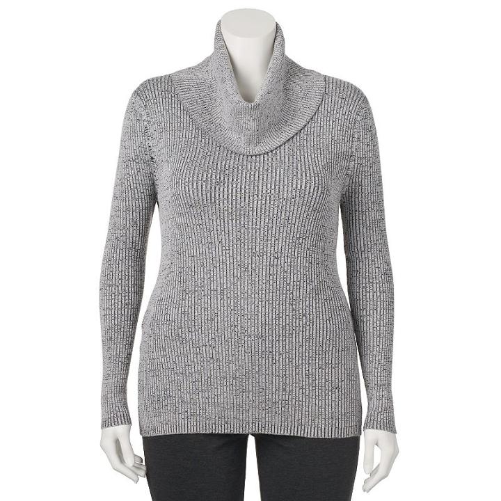 Juniors' Plus Size It's Our Time Cowlneck Ribbed Top, Girl's, Size: 1xl, Grey