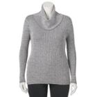Juniors' Plus Size It's Our Time Cowlneck Ribbed Top, Girl's, Size: 1xl, Grey