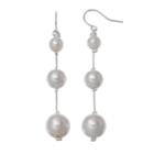Croft & Barrow&reg; Simulated Pearl Graduated Linear Drop Earrings, Women's, White Oth