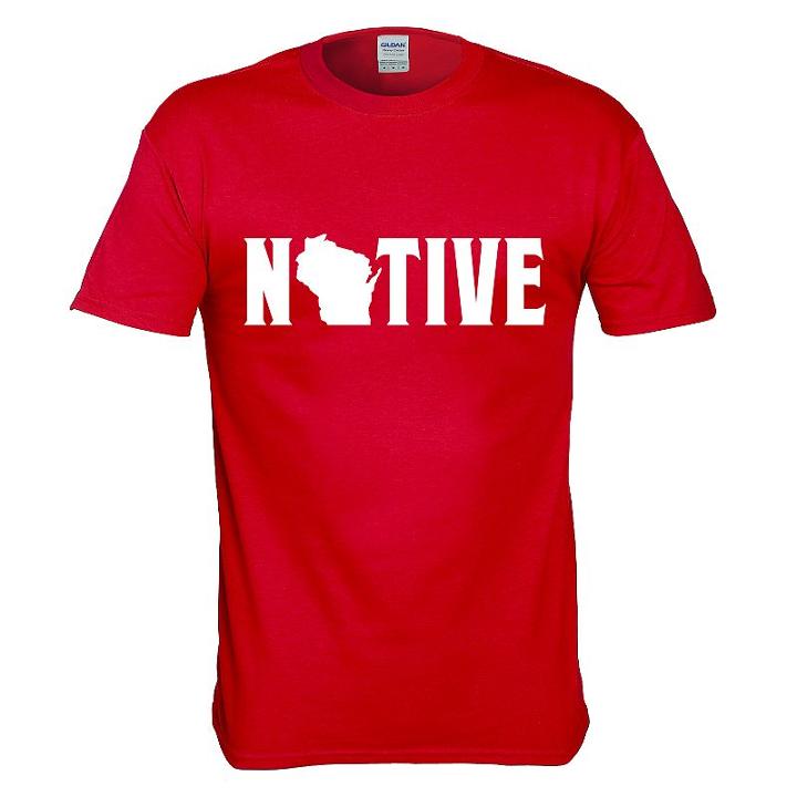 Men's Wisconsin Native Tee, Size: Xl, Dark Red