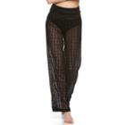 Women's Beach Scene Mesh Palazzo Cover-up Pants, Size: Large, Black