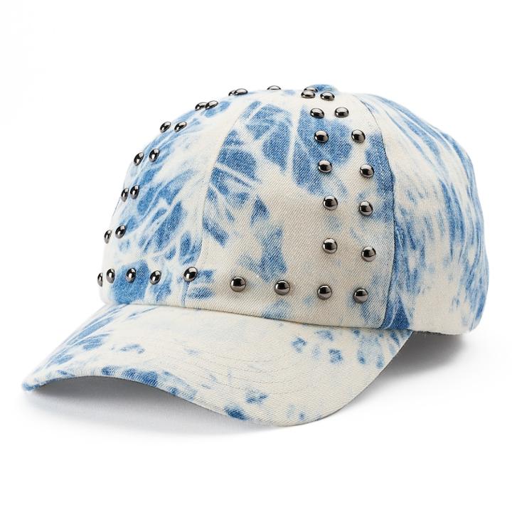 Madden Nyc Tie Dye Embroidered Denim Baseball Cap, Women's, Blue