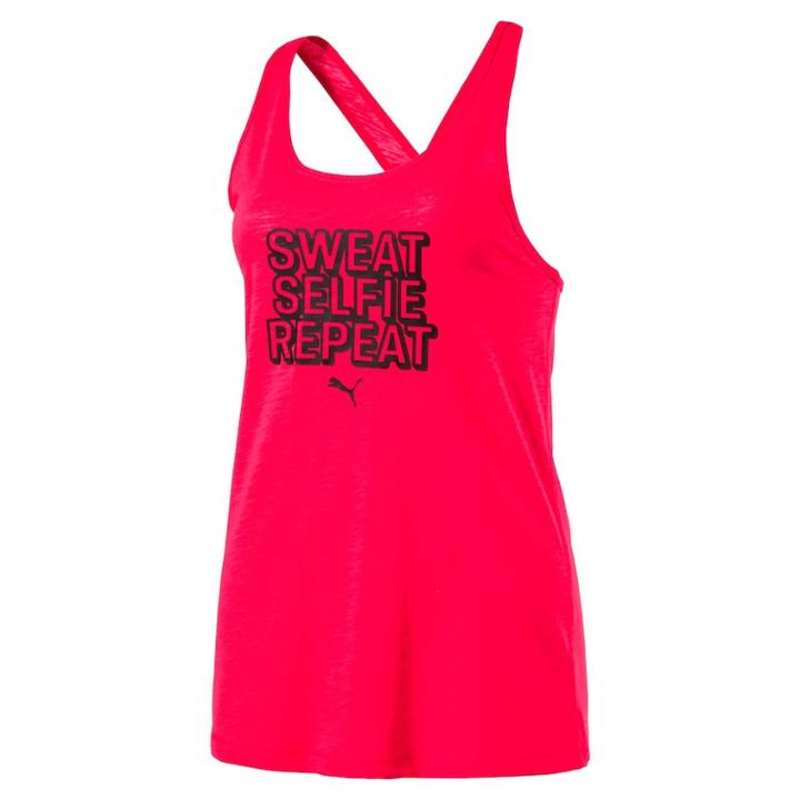 Women's Puma Essential Sweat Selfie Repeat Graphic Tank, Size: Small, Red