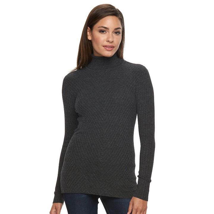 Women's Apt. 9&reg; Ribbed Turtleneck Sweater, Size: Small, Black