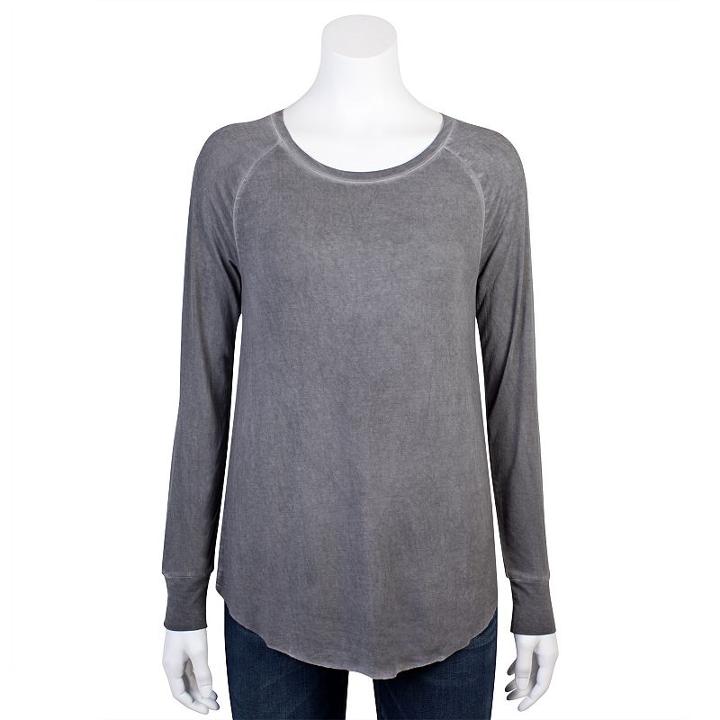 Juniors' Grayson Threads Raglan Long Sleeve Tee, Girl's, Size: Medium, Oxford