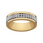 Stainless Steel And Yellow Ion-plated Stainless Steel Textured Spinner Wedding Band - Men, Size: 12